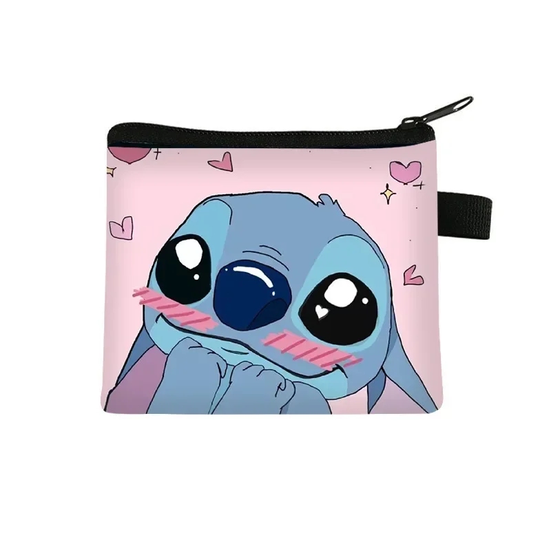 Kawaii Disney portfel Stitch dziecięcy moneta do przechowywania kluczy kobiety Anime torba kreskówki kreskówki zamek śliczna torba pojemność torebka