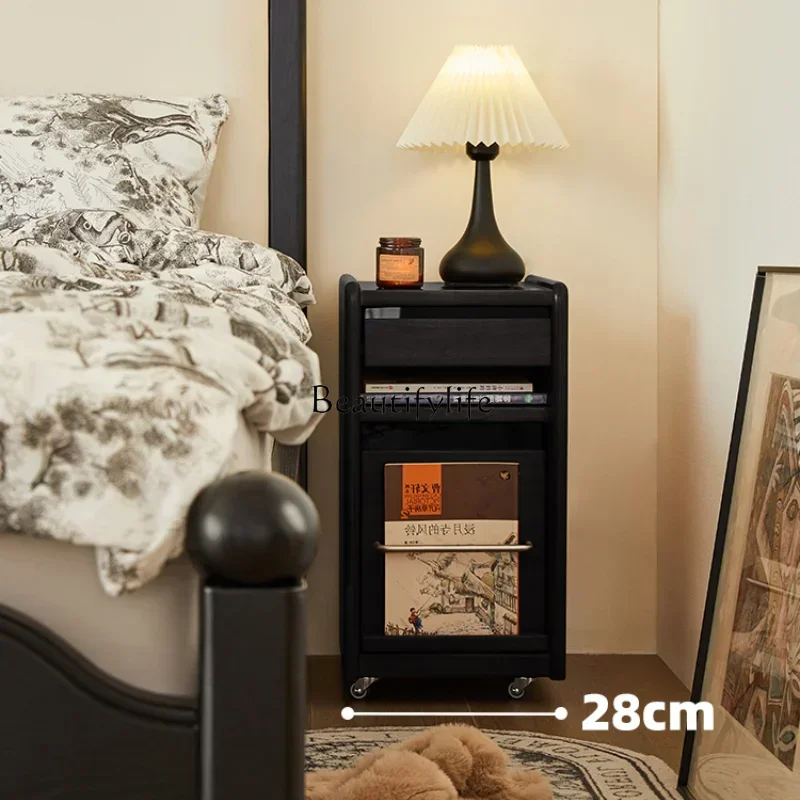 X4 Super narrow bedside table small apartment French retro bedroom multi-functional locker