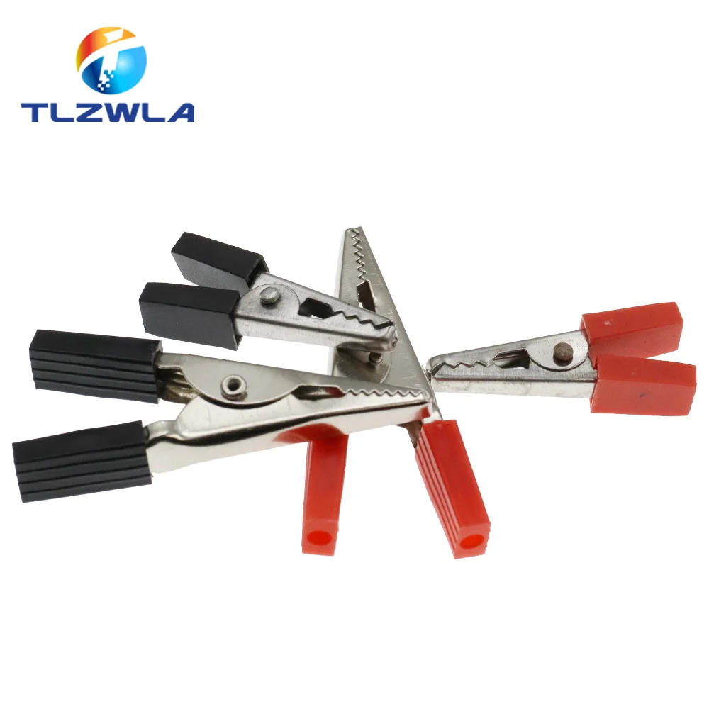 10PCS Small/Large Insulated Crocodile Clips Plastic Handle Cable Lead Testing Metal Alligator Clips Clamps 35/50MM Length