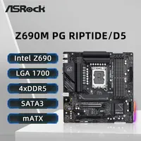 ASRock Z690M PG RIPTIDE/D5 Motherboard Supports i9-14900K i7-12700K i5-12400F CPU LGA1700 4xDDR5 USB3.2 Gen2 M.2 PCIe 5.0 mATX