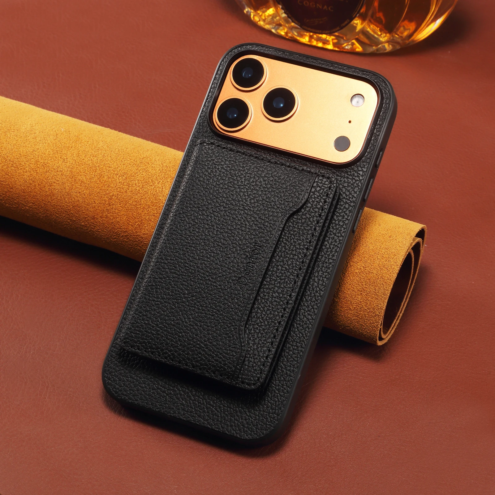 

Luxury Litchi Pattern Leather Case For iPhone 17 16 15 14 13 Pro Max Magnetic Wireless Charging with Card Holder Slot Cover