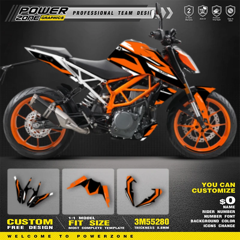

PowerZone for Custom Team Graphics Backgrounds Decals Stickers Kit For KTM 2017-2020 DUKE 125 390 Motorcycle SUPERMOTO 16