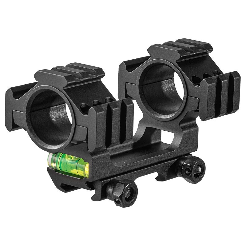 FIRE WOLF 25.4/30mm Integrated Scope Mount with Tri‑Side Exposed Picatinny Rails & Bubble Level Aluminum Alloy Bracket for 20mm
