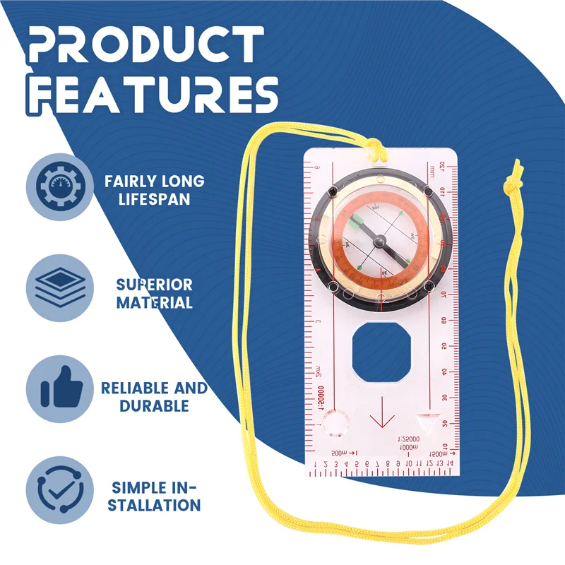 A12E-قاعدة حاكم البوصلة خريطة مقياس المكبر مع حزام التخييم المشي لمسافات طويلة OCOMP7198