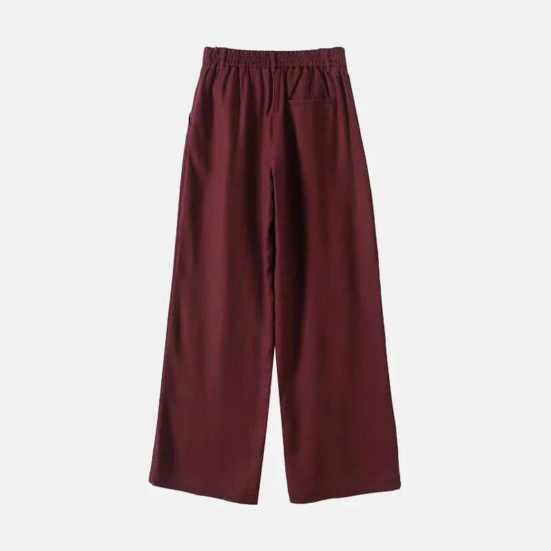 بنطلون نسائي واسع الساق من الكتان غير رسمي، موضة ربيع 2025، تصميم جديد للتنقل اليومي، مصنوع من ألياف البوليستر، بنطلون طويل أ... #3