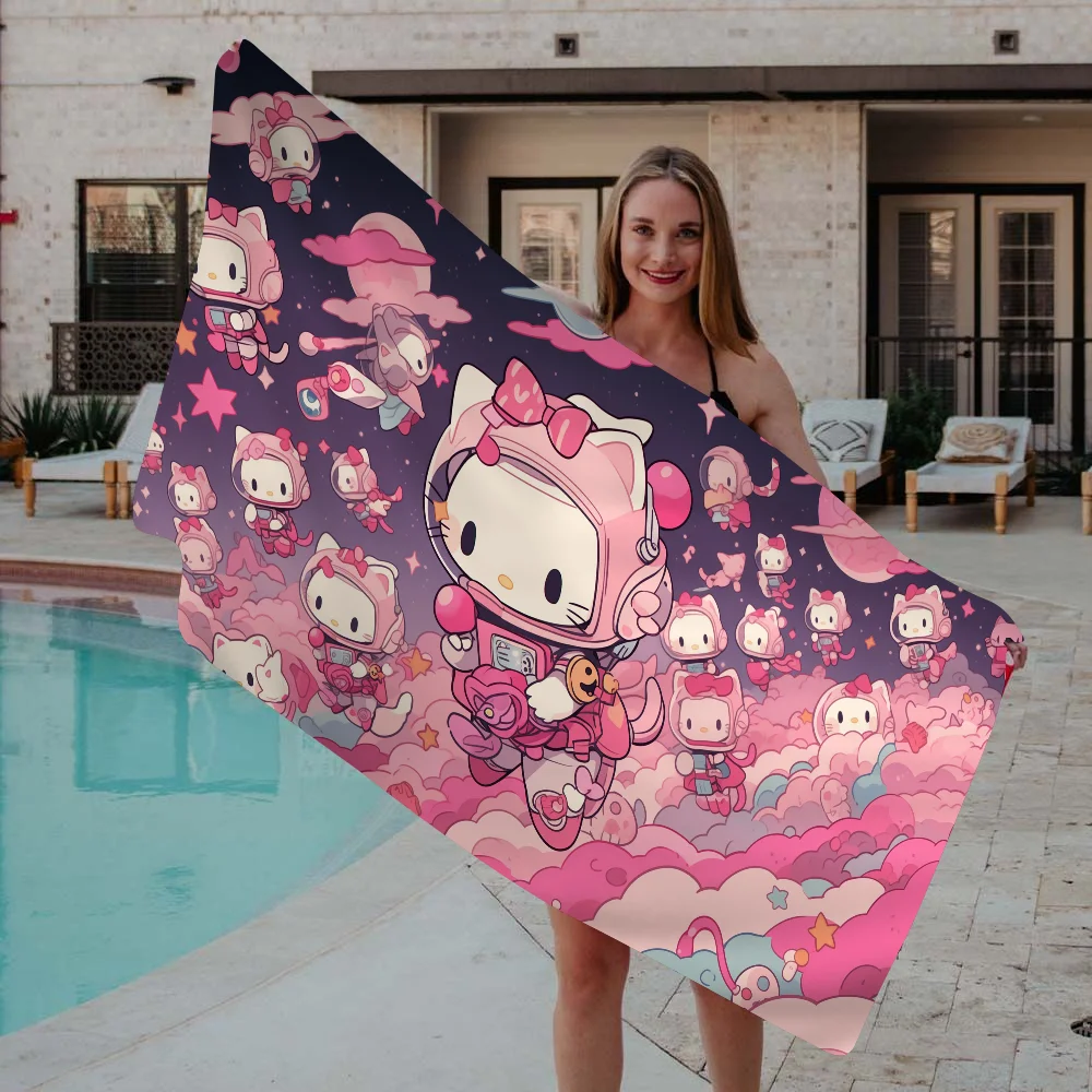H-Hello K-Kitty أنيمي الشاطئ منشفة السباحة لينة ماصة منشفة هدايا الأطفال للأطفال السفر التخييم الصالة الرياضية