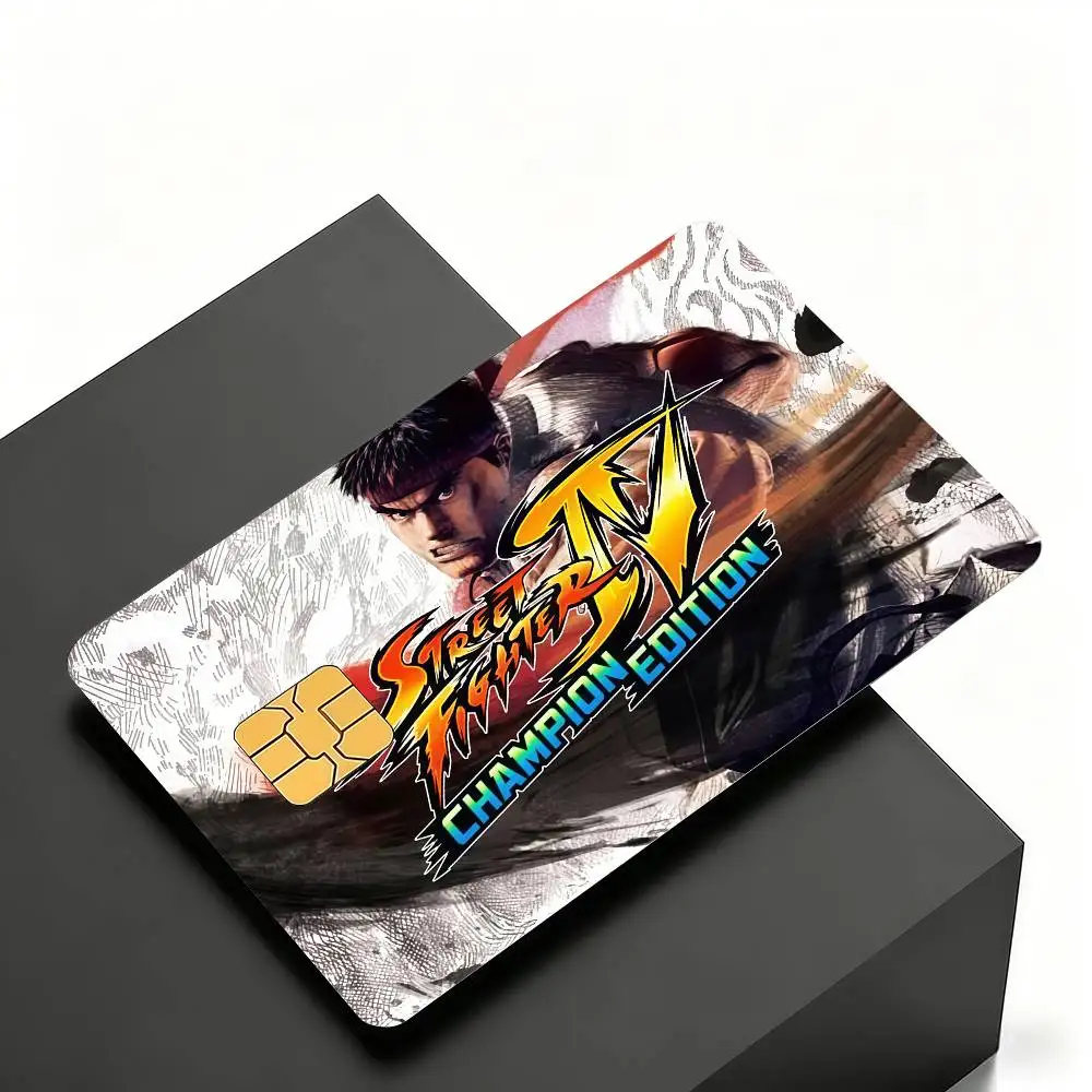 Game S-STREET F-FIGHTER Credit Skin Cover Card Stickers 4PCS Film Bus Pass Front Decoration Bank Debit Waterproof