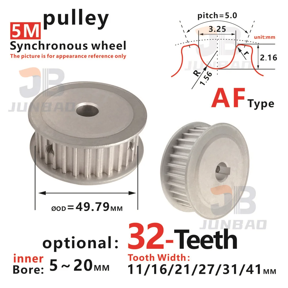 

32T/32-tooth HTD5M Timing Pulley Premium Aluminum Build Durable High Speed Transmission for Machinery 5M Synchronous wheel