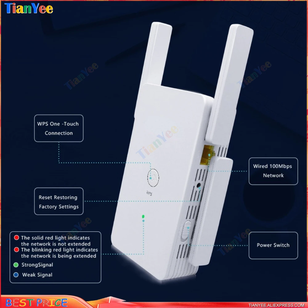 2.4G + 5G AC1200 Dual-Band Wireless Extender WiFi Repeater Booster 1200M WIFI Amplifier Signal Access Wi-Fi Repetidor Adapter