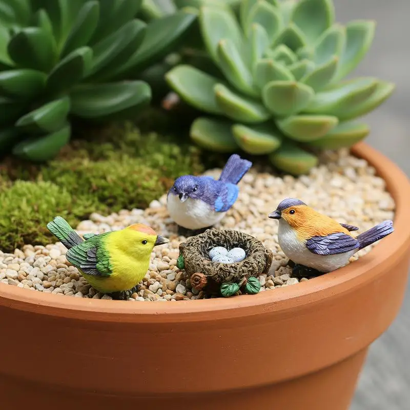 Miniature Resin Fairy Garden Figurine Adorable Animal Plant Bonsai Ornament for Dollhouse DIY Home Decor