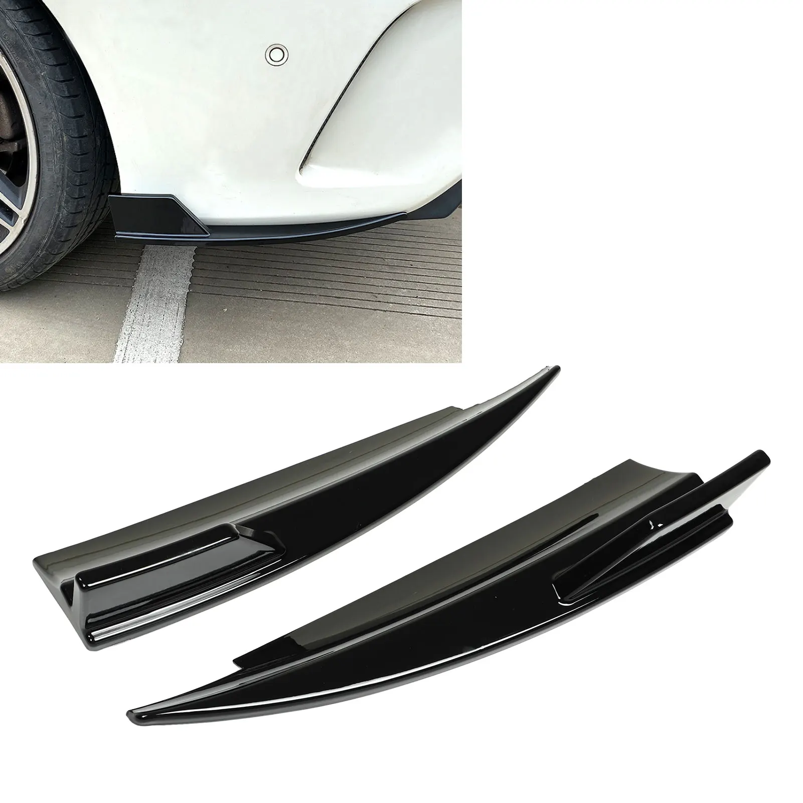 

2pcs Rear Bumper Side Splitters Left and Right Bright Black for Mercedes-Benz CLA‑Class C117 CLA45 AMG Line 2013 2014 2015-2019