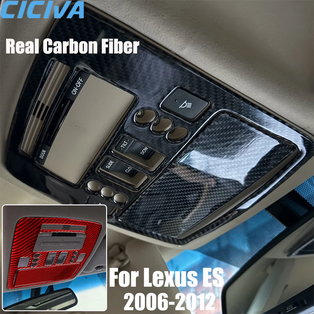 Real Carbon Fiber Car Accessories Reading Light Set Cover Soft Sticker For Lexus ES240 ES350 2006 2007 2008 2009 2010 2011 2012