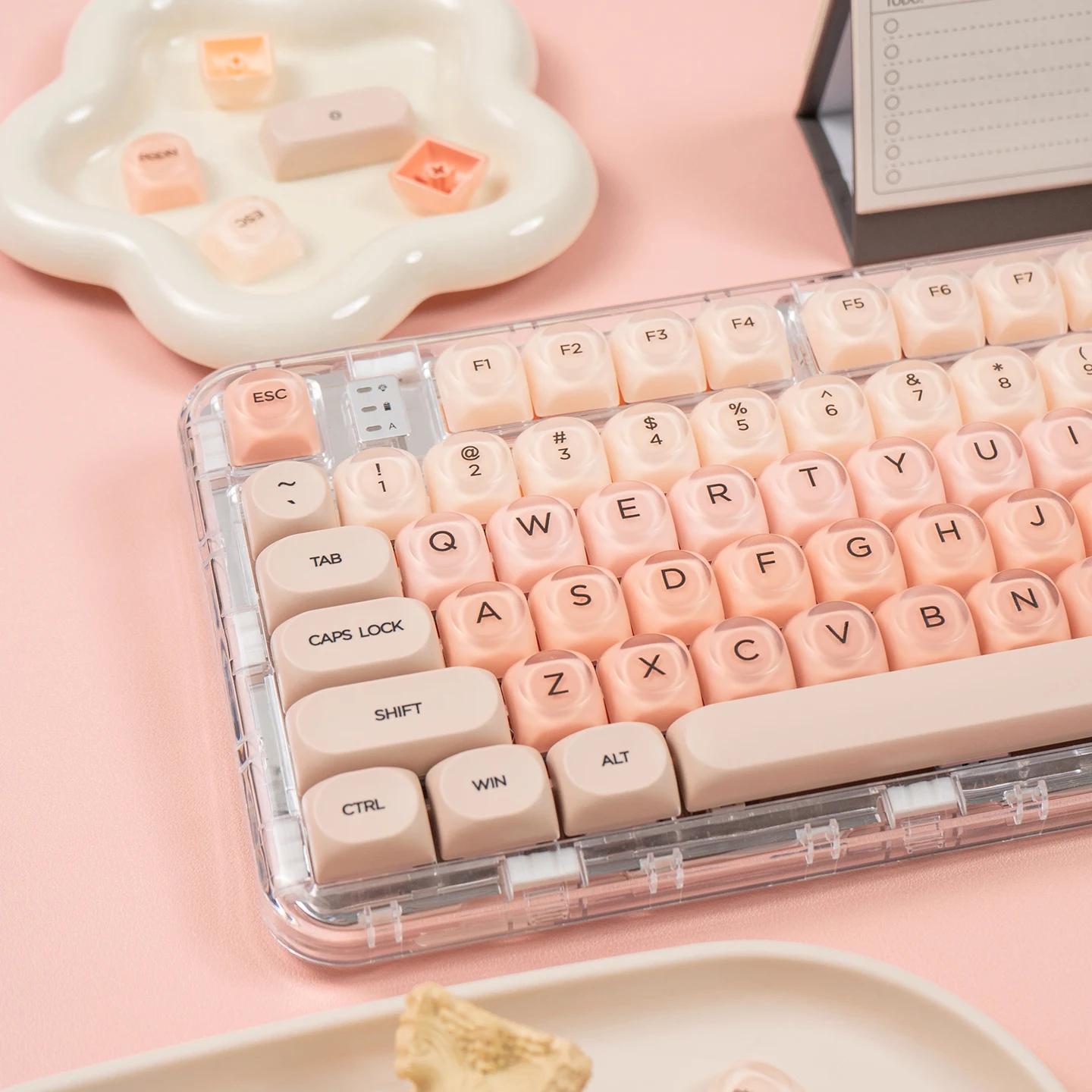 

Liquid Foundation Theme Mechanical Keyboard Keycap Thermal Sublimation Pbt+Pc HOA Profile Pink Ball Cap Adapted To Wooting, Etc.