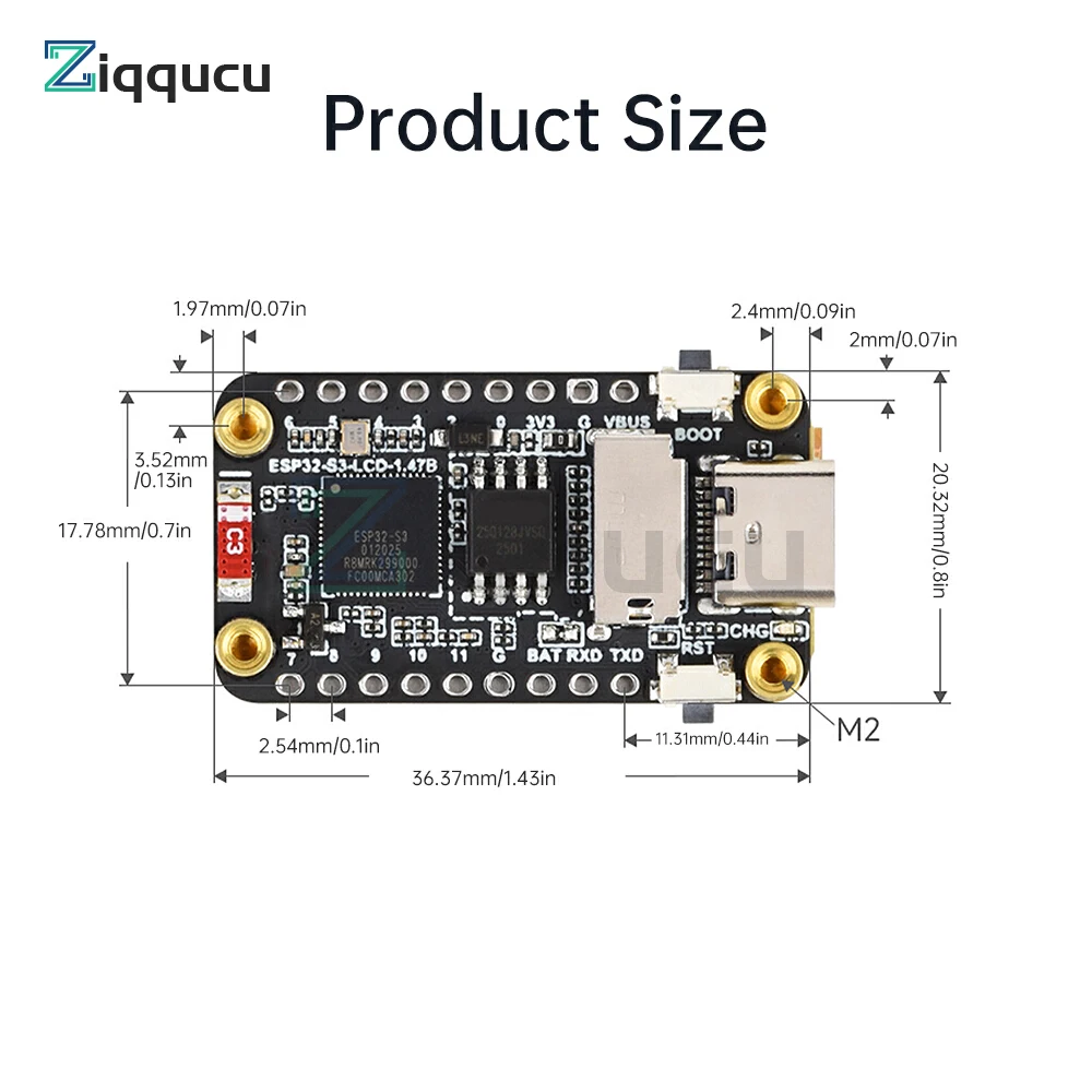 ESP32-S3 1.47-inch LCD Display Development Board Module WiFi BT Development Board 172 x 320 Dual-Core Type C - Image 6