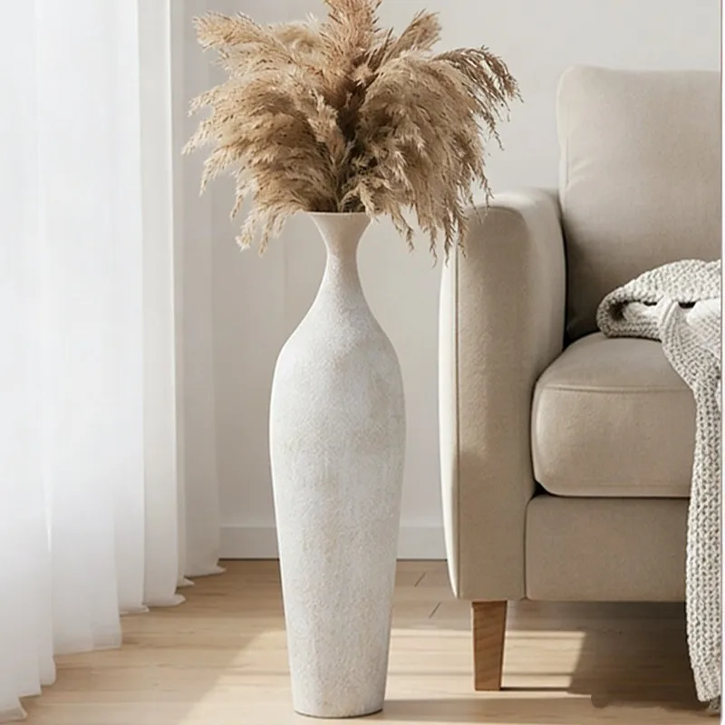 Minimalist metal large vase porch decorative matte texture ceramic pot floor-to-ceiling flower ware