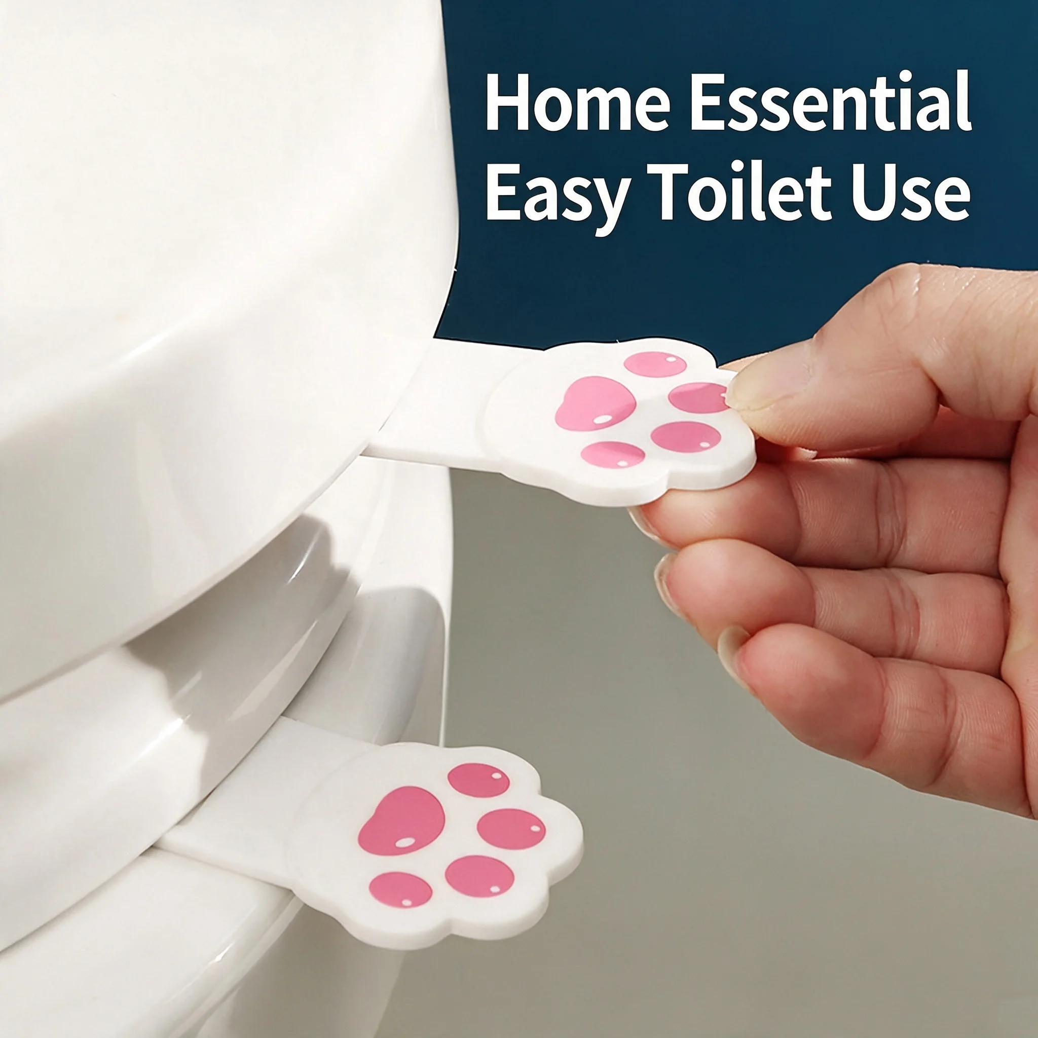 Cute Cartoon Cat Paw Toilet Seat Lifter Plastic Hands‑Free Toilet Cover Opener Portable Hygienic Bathroom Household Accessory