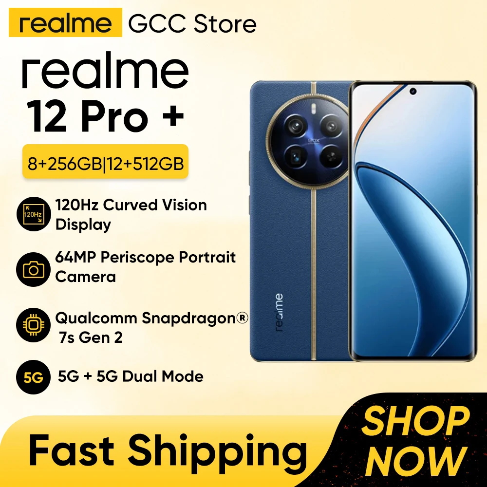 Realme 12 Pro+  5G Smartphone 12+512GB Periscope Portrait Camera 64MP Photograph Phone Snapdragon SuperVOOC Charging 5000mAh