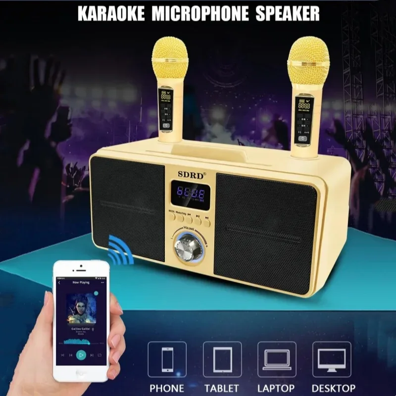 With Dual MIC Sound Column 3D Stereo Home KTV Karaoke Wireless Caixa De Som Bluetooth Speakers Music Center for TV/PC Subwoofer