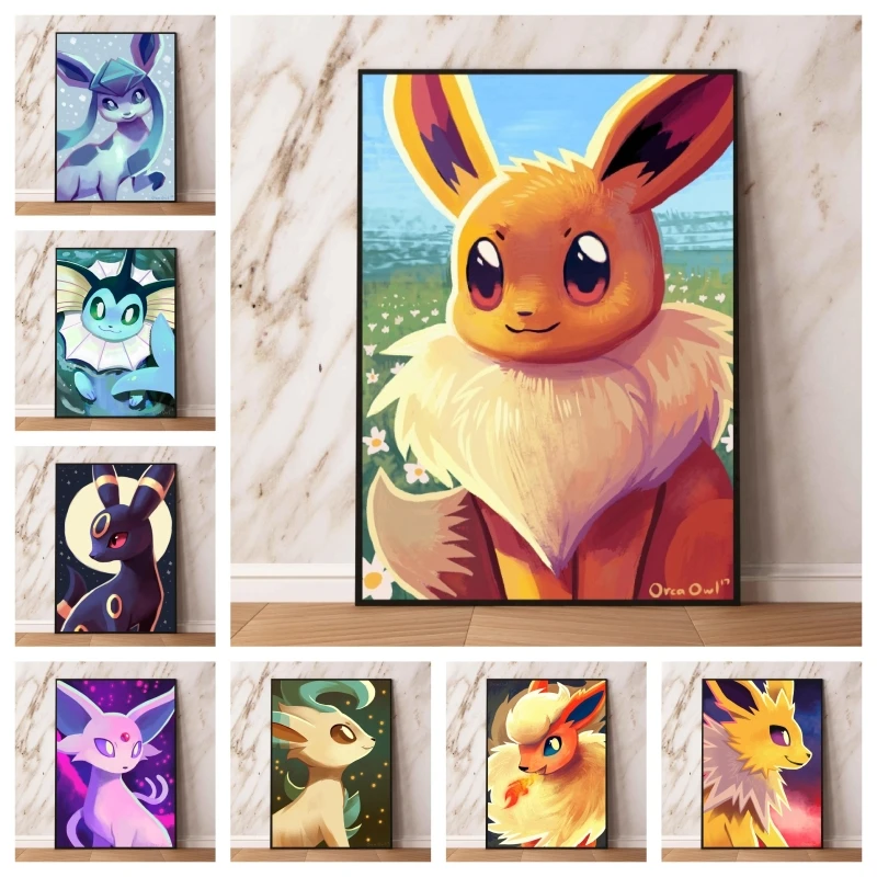 

Canvas Pokemon Eevee Wall Art Children's Bedroom Living Room Gifts Comics Pictures Modular Prints Aesthetic Poster Hanging