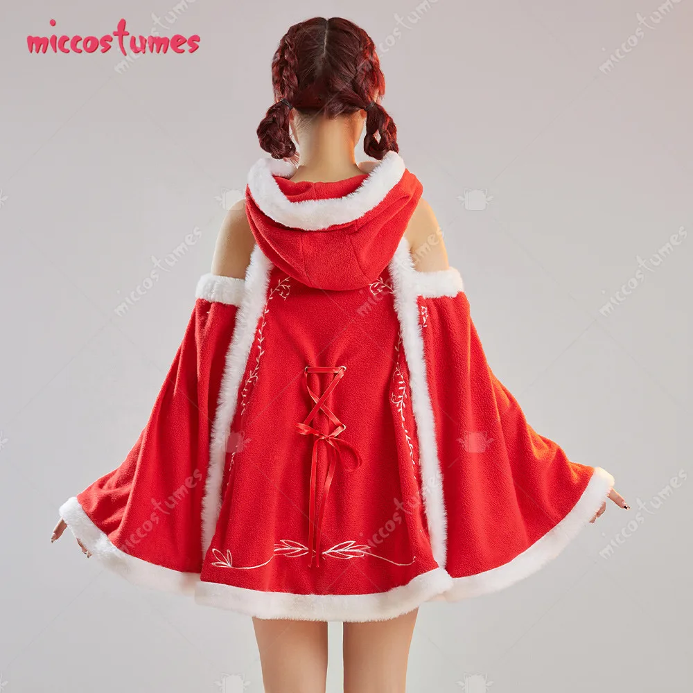 Mantello natalizio da donna con cappuccio Poncho rosso mantello con maniche a pipistrello per Costume Cosplay da donna