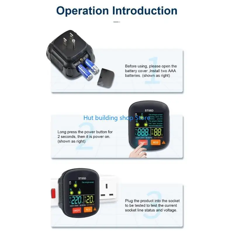 

T21C Outlet Tester ЖК -дисплей с детектором полярного тестера RCD -дисплея с напряжением