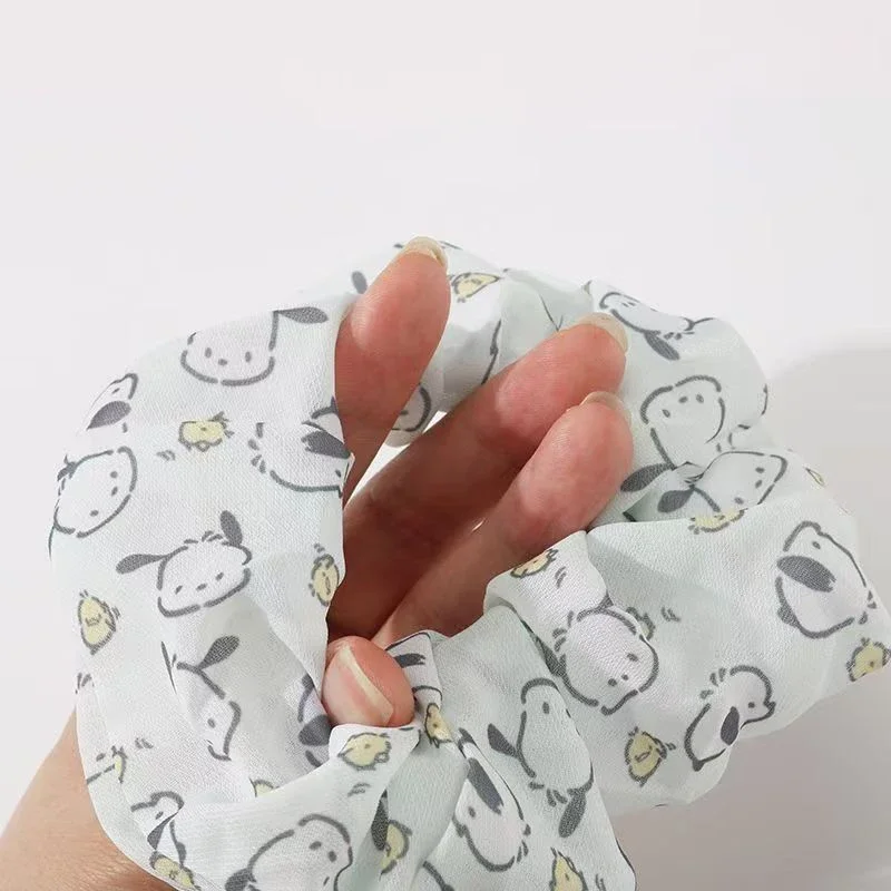 سانريو الدانتيل Scrunchies مرحبا كيتي كورومي سينامورول مرونة إكسسوارات الشعر شخصيات كرتونية طباعة رئيس حبل مرحبا كيتي أغطية الرأس