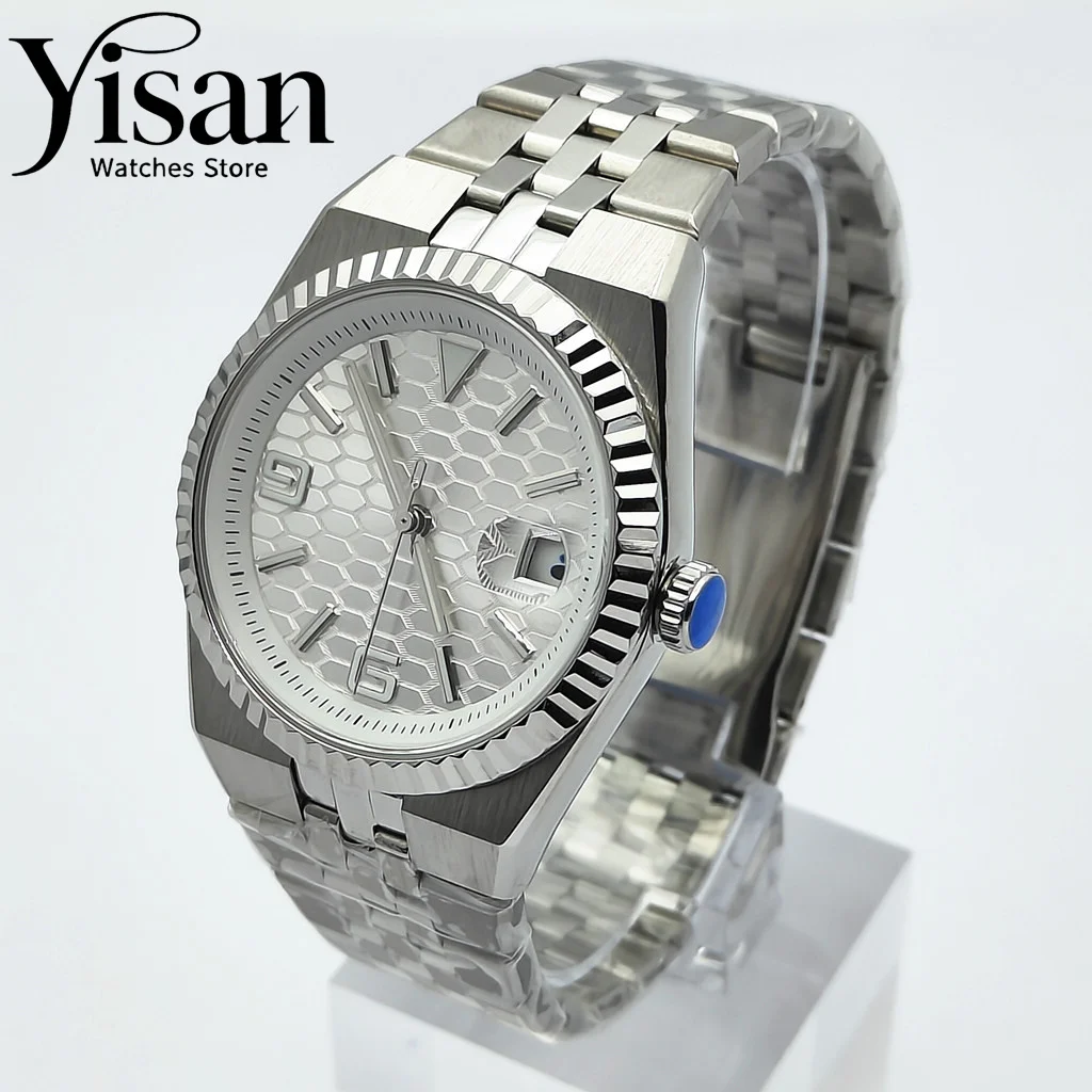 

Yisan 40 мм механические мужские часы асептический белый циферблат сапфировое стекло водонепроницаемый высококачественный адаптер Miyota 8215 NH35 механизм