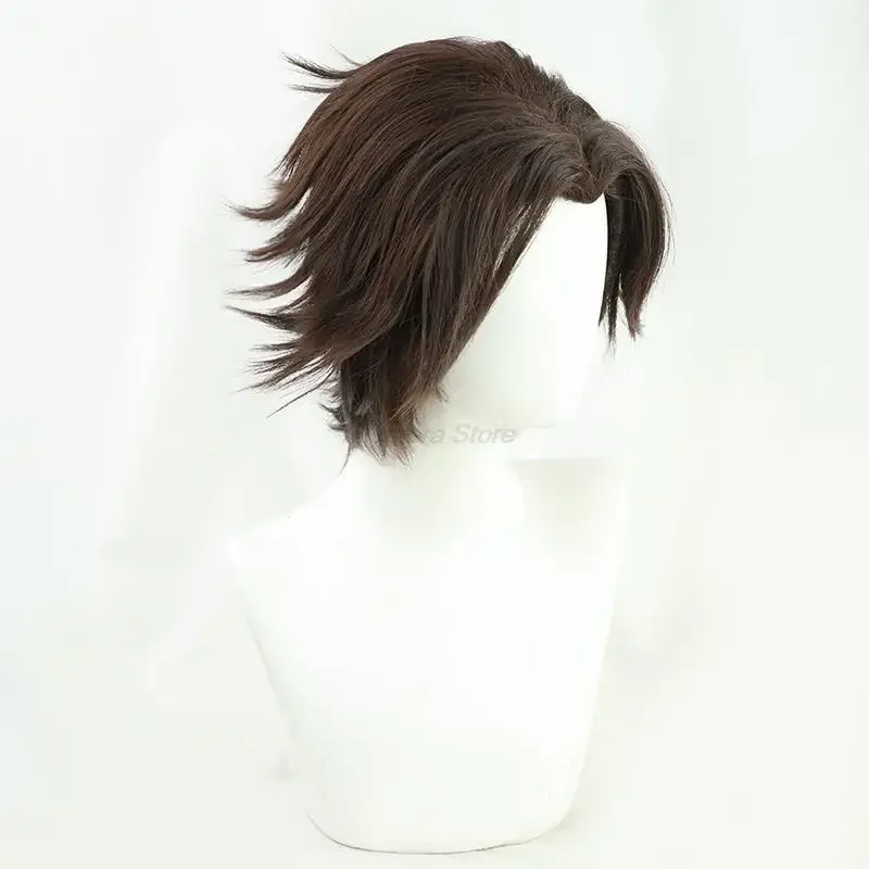 Dark Brown Viktor Cosplay Wig Game LOL Arcane Cos Man Halloween Party Viktor Wig Heat Resistant Synthetic Hair Wigs   Wig Cap