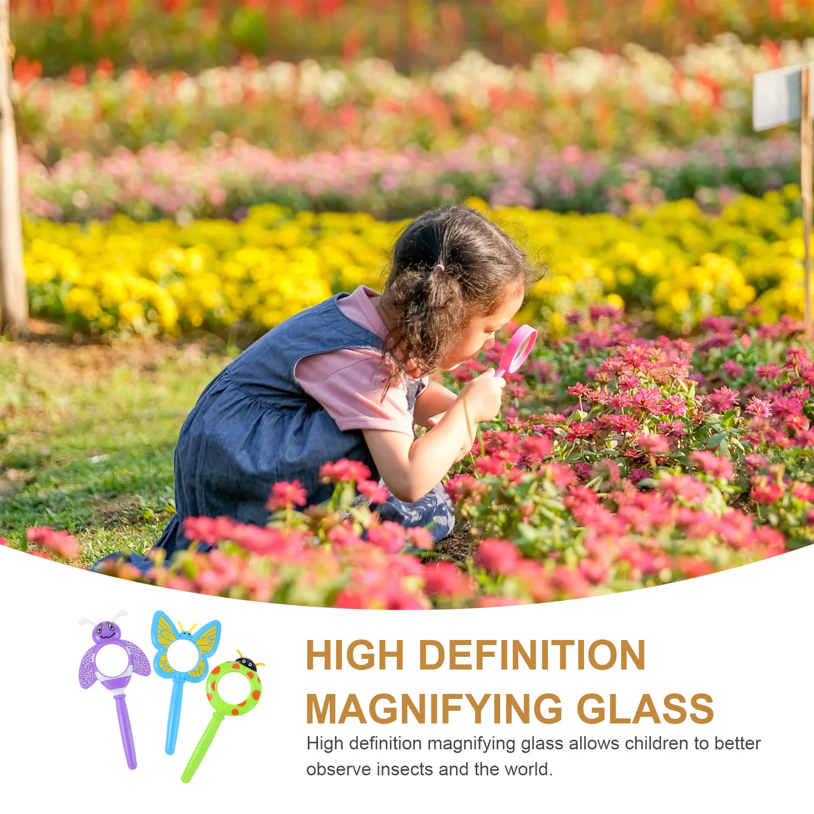 

3Pcs Cartoon Plastic Handheld Insect Magnifier Kids Detective Explorer Craft Colorful Odorless Healthy Gift Magnifying Glass