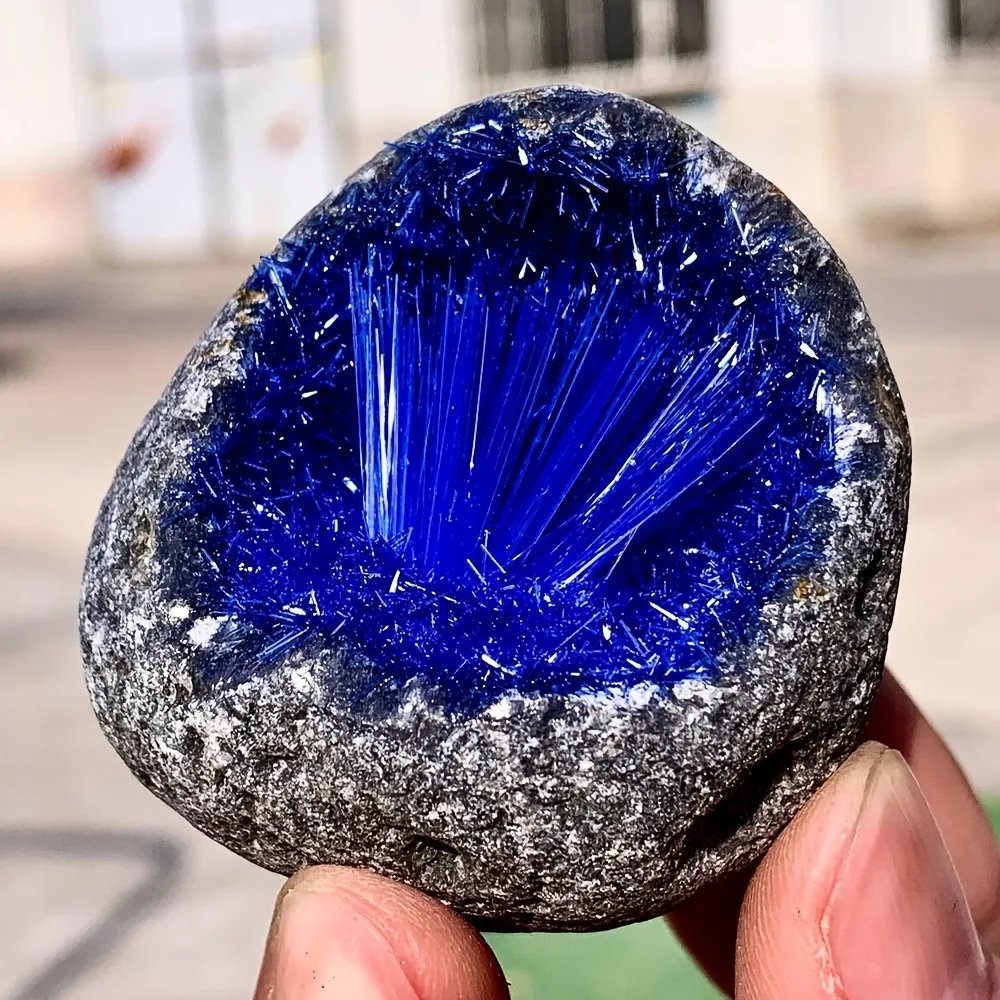 Blaue Geode Eisen-Phosphor-Magnesium-Minenkristalle, Flash Royalblau Geode Mineralienexemplar Energie-Edelstein Kristallsammler – Detail 3