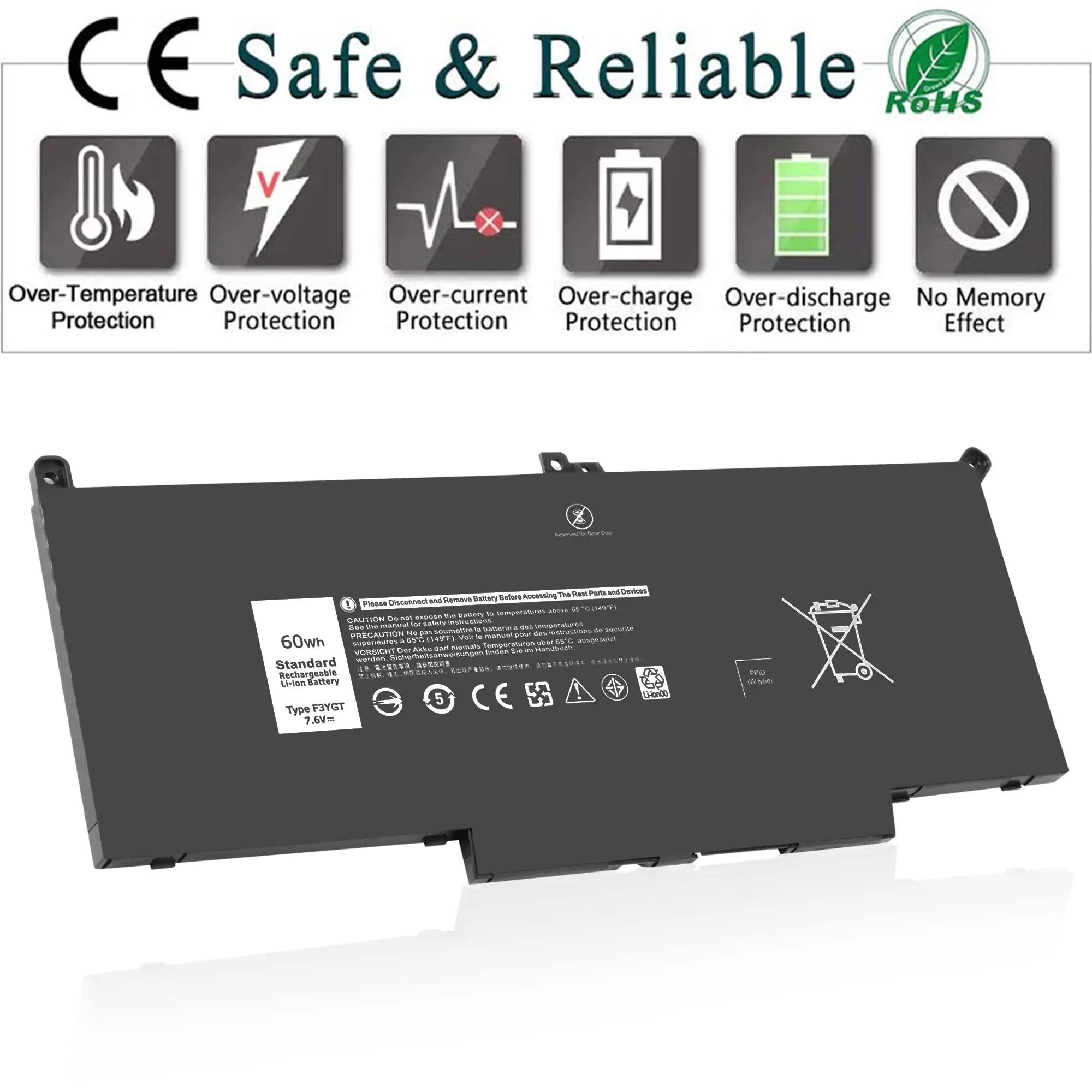 Imagem -06 - Bateria do Portátil para Dell Latitude Dell Latitude 12 7000 7280 7290 13 7000 7380 7390 14 7000 7480 7490 E7280 E7490 E7290 E7380 2x39g 7480 F3ygt