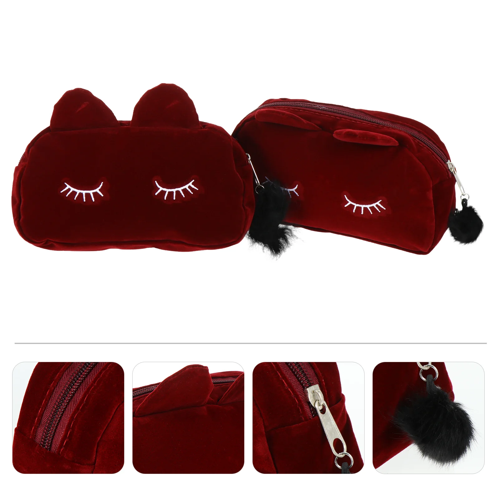 2 Pcs Cat Makeup Bag Travel Case for Storage Cosmetics Wash Makup Miss