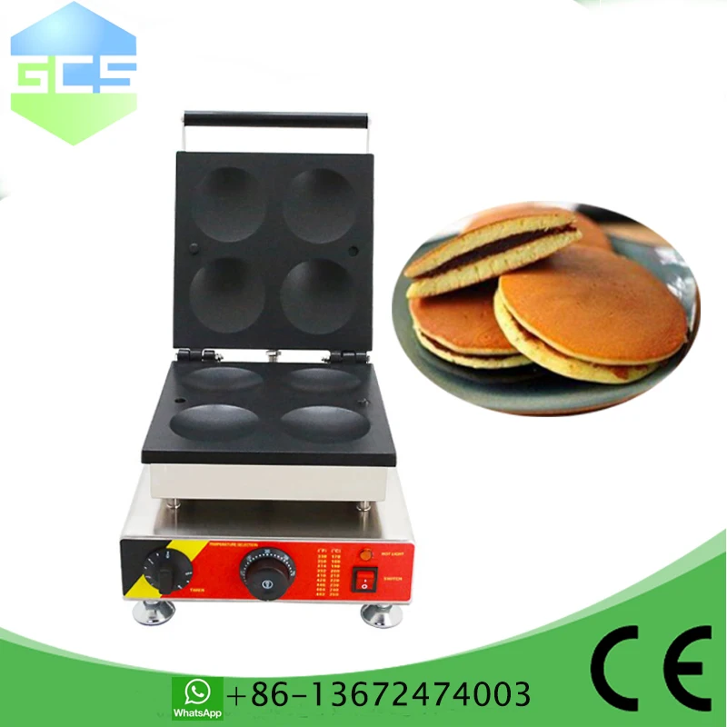 

Electric 4 Pcs Poffertjes Machine 10 CM /4in Hole Size Pancakes Maker Dorayaki Waffle Machine Red Bean Paste Cake Maker