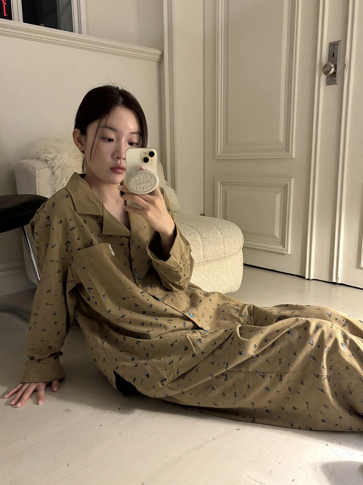 

JoyceBra Autumn Winter Thiened Comfortable Casual Outwear Home Clothes Set Women's Spwear Floral Print Soft Velvet Fabric