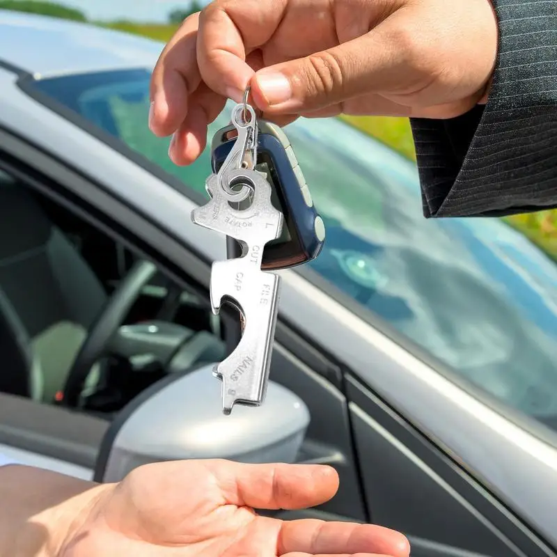 Multitool Keychain Compact Stainless Steel Keychain Screwdriver Multifunctional Portable Multitool Rustproof Outdoor Supplies