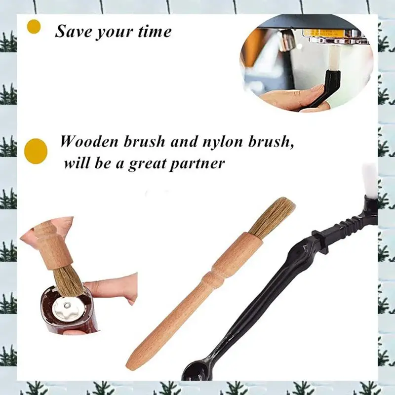 

ABLG 10X Coffee Brush Set Espresso Brush Kit,Wooden Coffee Grinder Machine Cleaning Brush And Espresso Brush