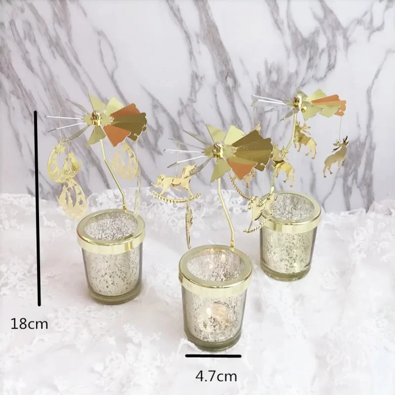 DIY Windmill Snowflake Candle Holder  3D Dreamy Spinning Luna Cat Windmill Romantic Desktop Ornament Fantasy Style Candle Stand