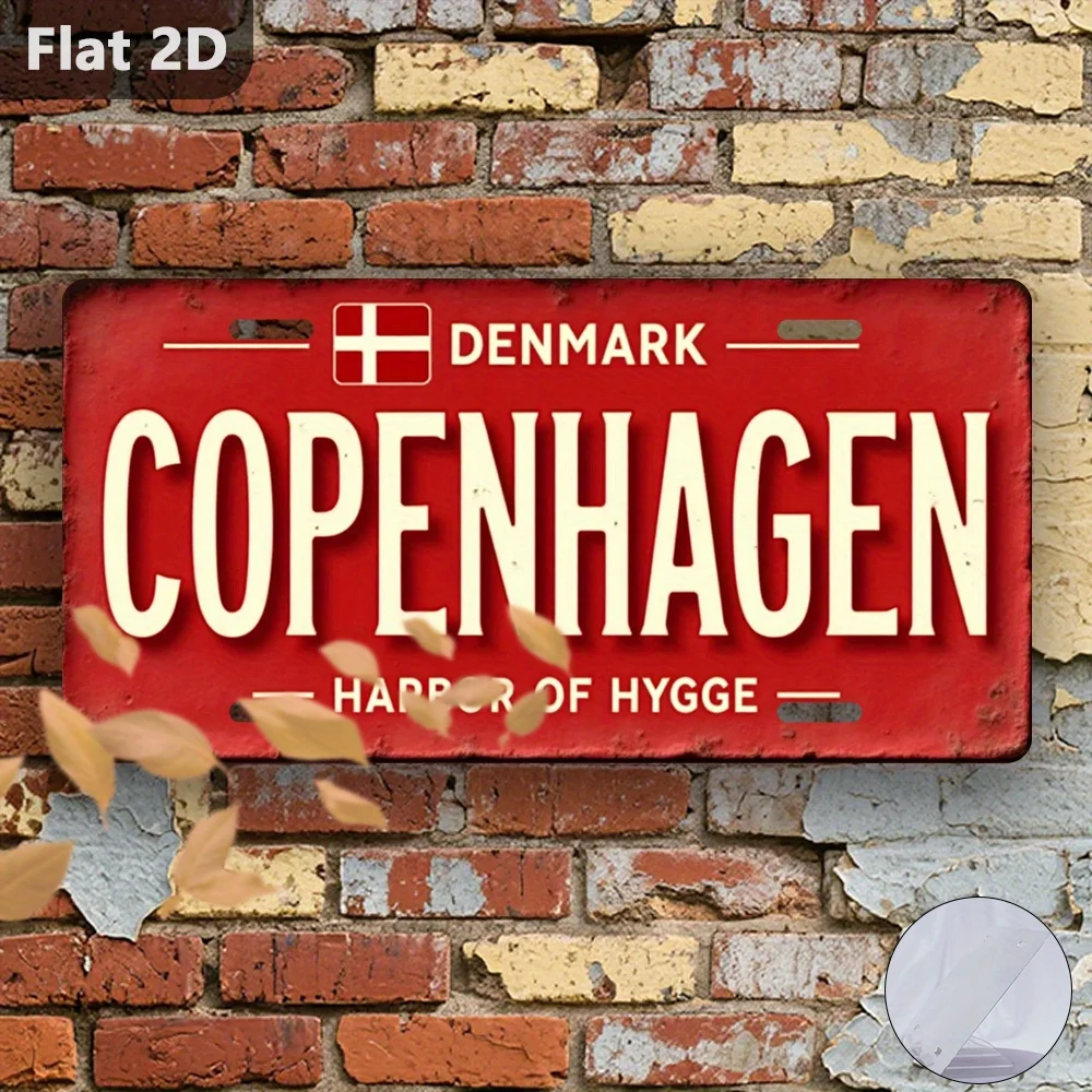 2D Flat, 1pc Vintage Copenhagen Sign 