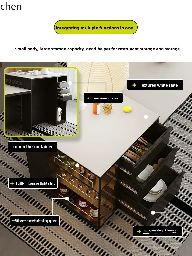 Movable Multi-Functional Dining Table Island Cabinet Separate Narrow Island Cabinet