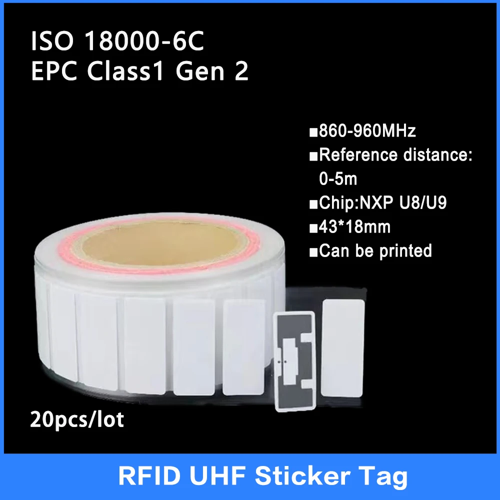 tag uhf rfid anti liquido tag eletronico nxp u8 u9 etiqueta adesiva chip pet 180006c classe gen2 860 960mhz 20 pcs 01