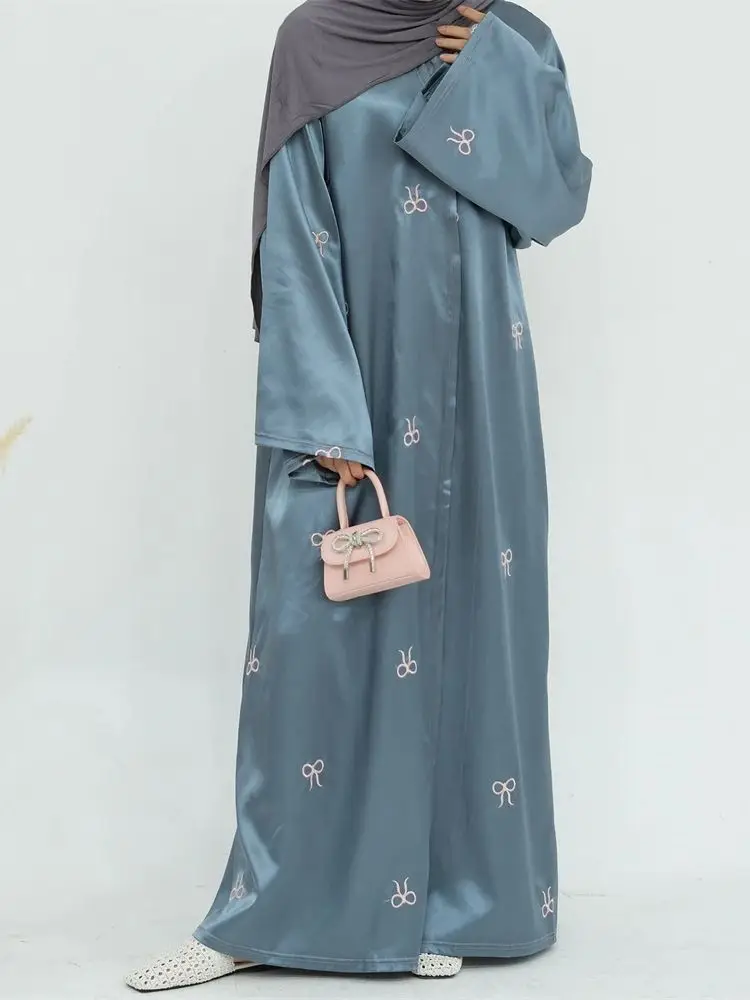 Ramadan Eid Embroidery Kimono Abaya Dubai Palestine Muslim Prayer Clothes Women Kaftan Dress Islam Robe Arabe Femme Musulmane