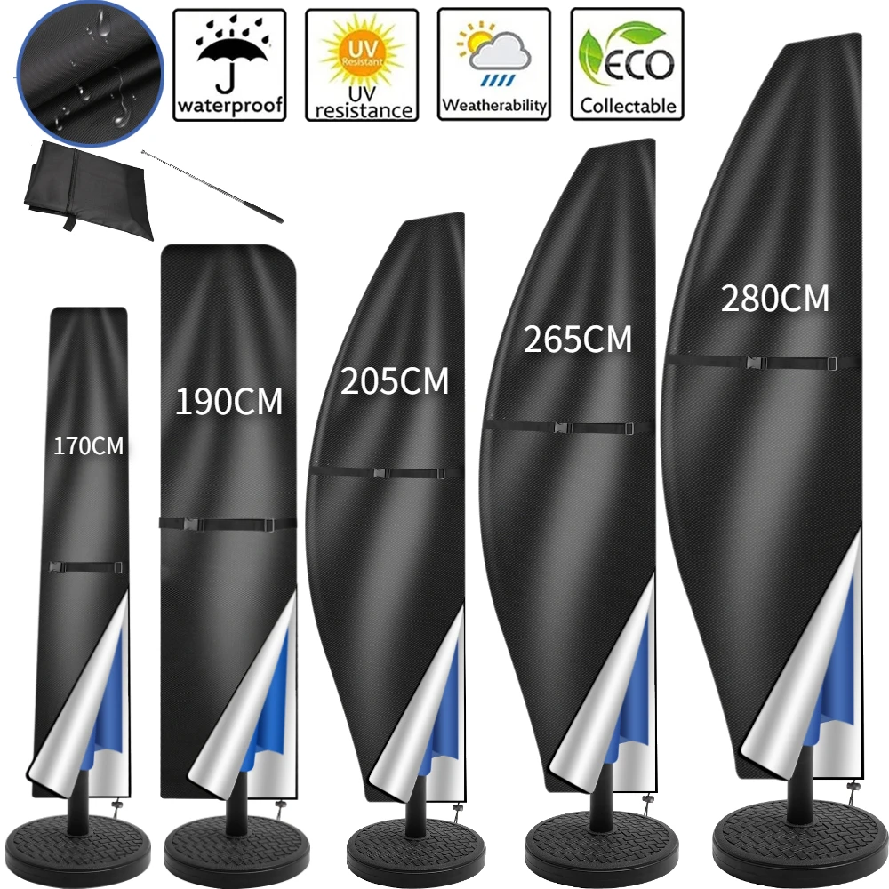 Outdoor Cantilever Umbrella Cover Waterproof Patio Parasol Cover Banana Straight Style All-Season Parasol Umbrella Protection