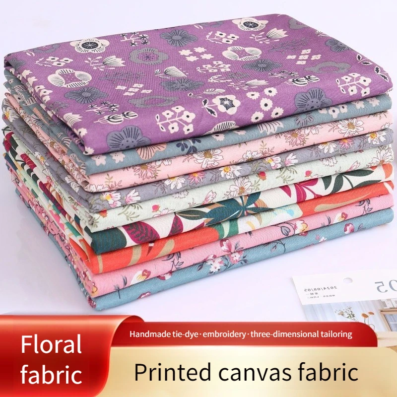 Printed Canvas Sofa Fabric By The Meter for Upholstery Pillowcases Tablecloth Apron Curtains Diy Sewing Cloth Wearable Floral