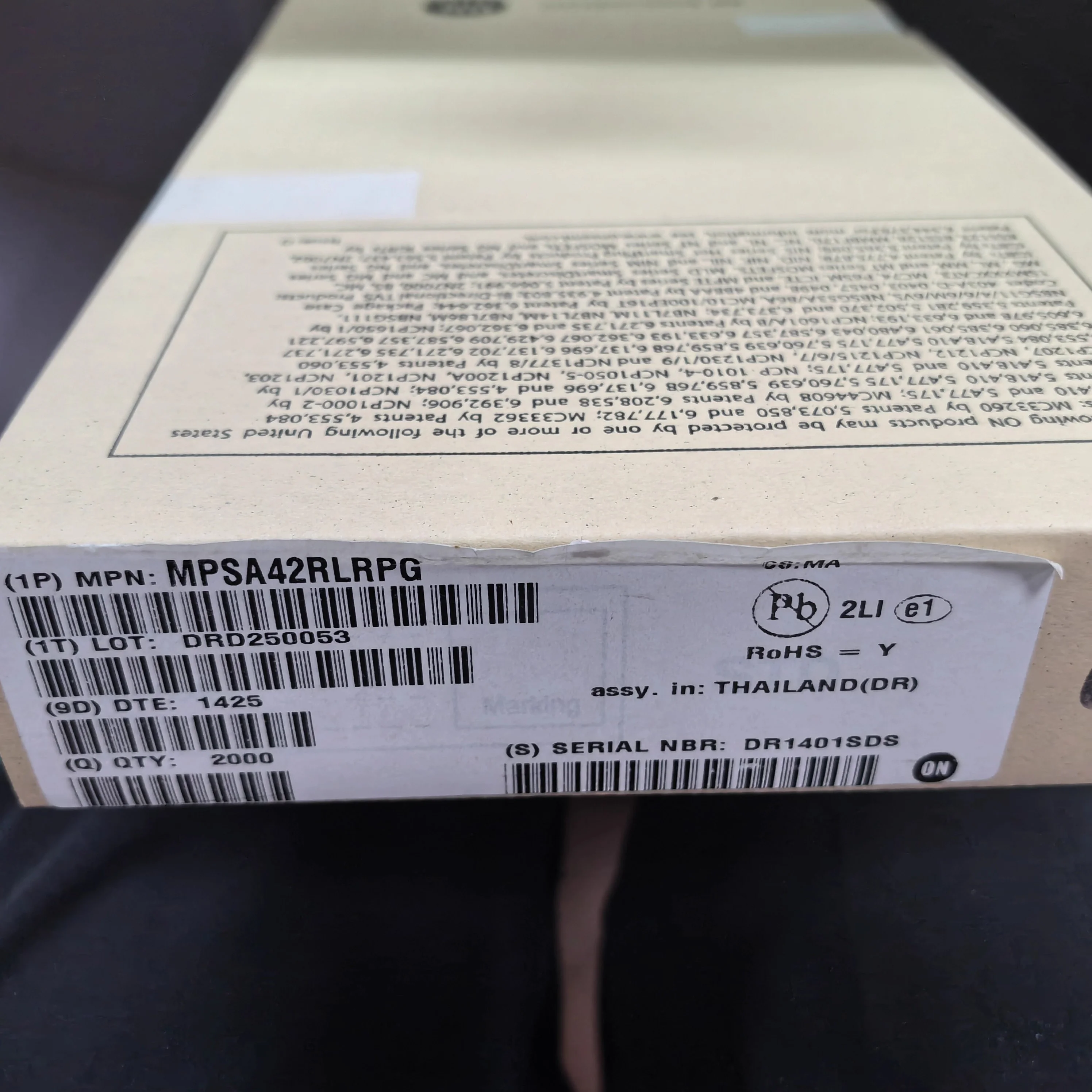 10 PÇS/LOTE MPSA42 MPSA42ZL1G MPSA42RLRA TO-92 100% Novo Original