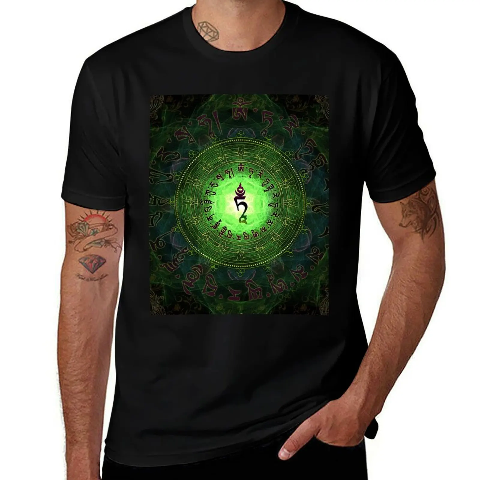 

Green Tara Mantra- Protection from dangers and suffering. T-Shirt Fitness Quick Dry Short Sleeve Top
