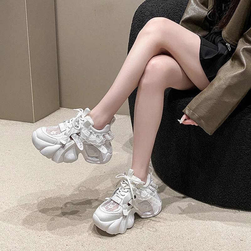 new-women's-fashion-mesh-breathable-chunky-sneakers-lace-up-8cm-hollow-out-casual-sports-shoes-comfortable-ladies-running-shoes
