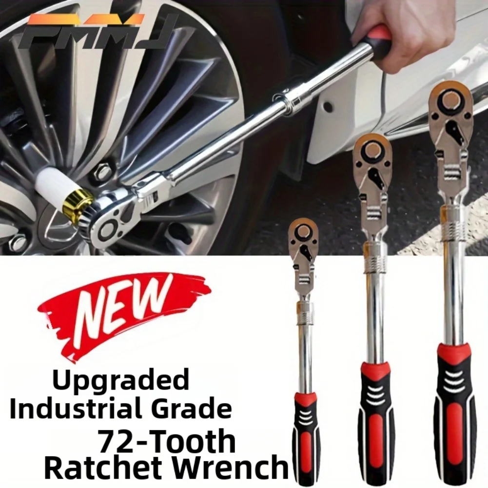 

72 Teeth Swivel Head Ratcheting Wrench With Telescoping Handle Quick Release High Sales Manual Tool Accessories