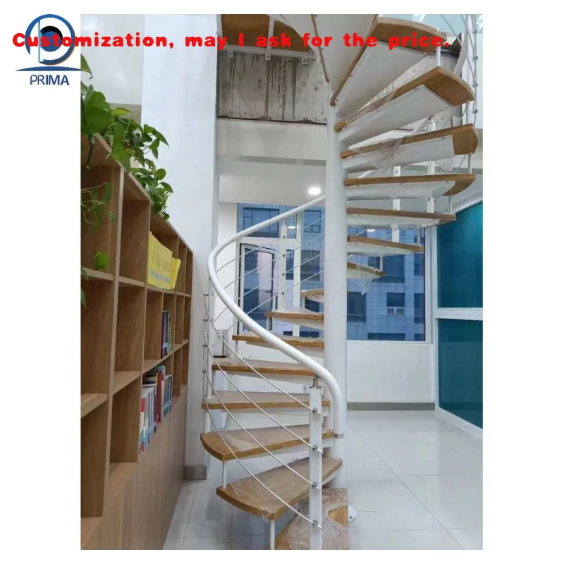 

custom.Hot Sell Modern Rotating Design Staircase Solid Wood Treads Carbon Fabricated Loft Staircase