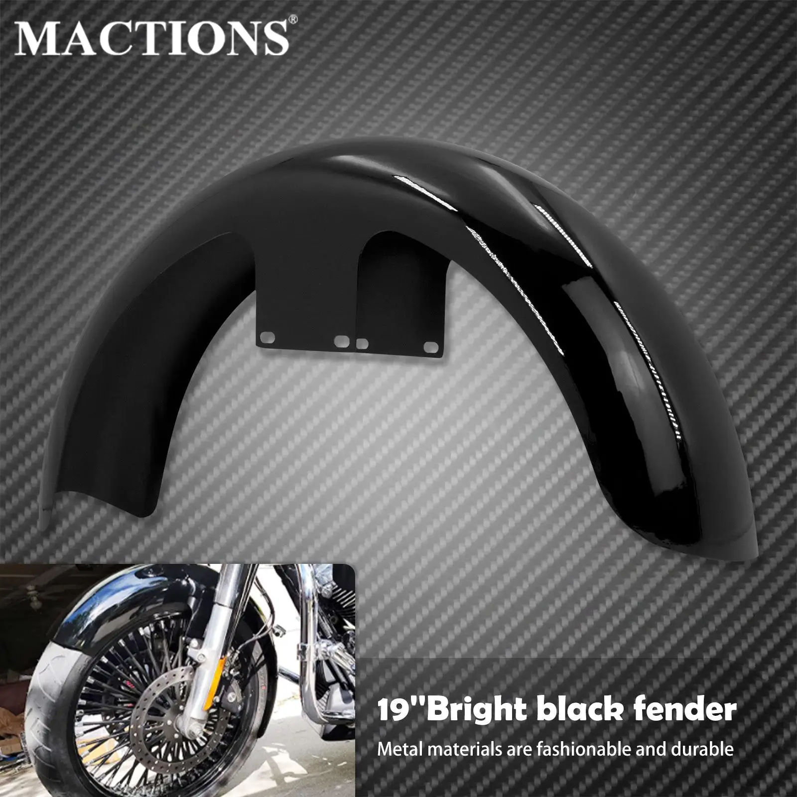 

Motorcycle Gloss Black 19" Wheel Wrap Front Fender For Harley Touring 14-22 Electra Glide Road Glide CVO Limited Custom Baggers