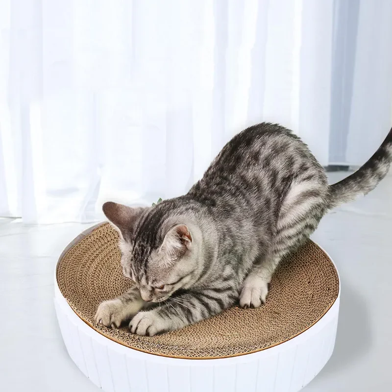 Round Cat Scratcher Pad Grinding Claws Cardboard Corrugated Paper Cats Scratching Board Kitten Scrapers Pet Furniture Supplies